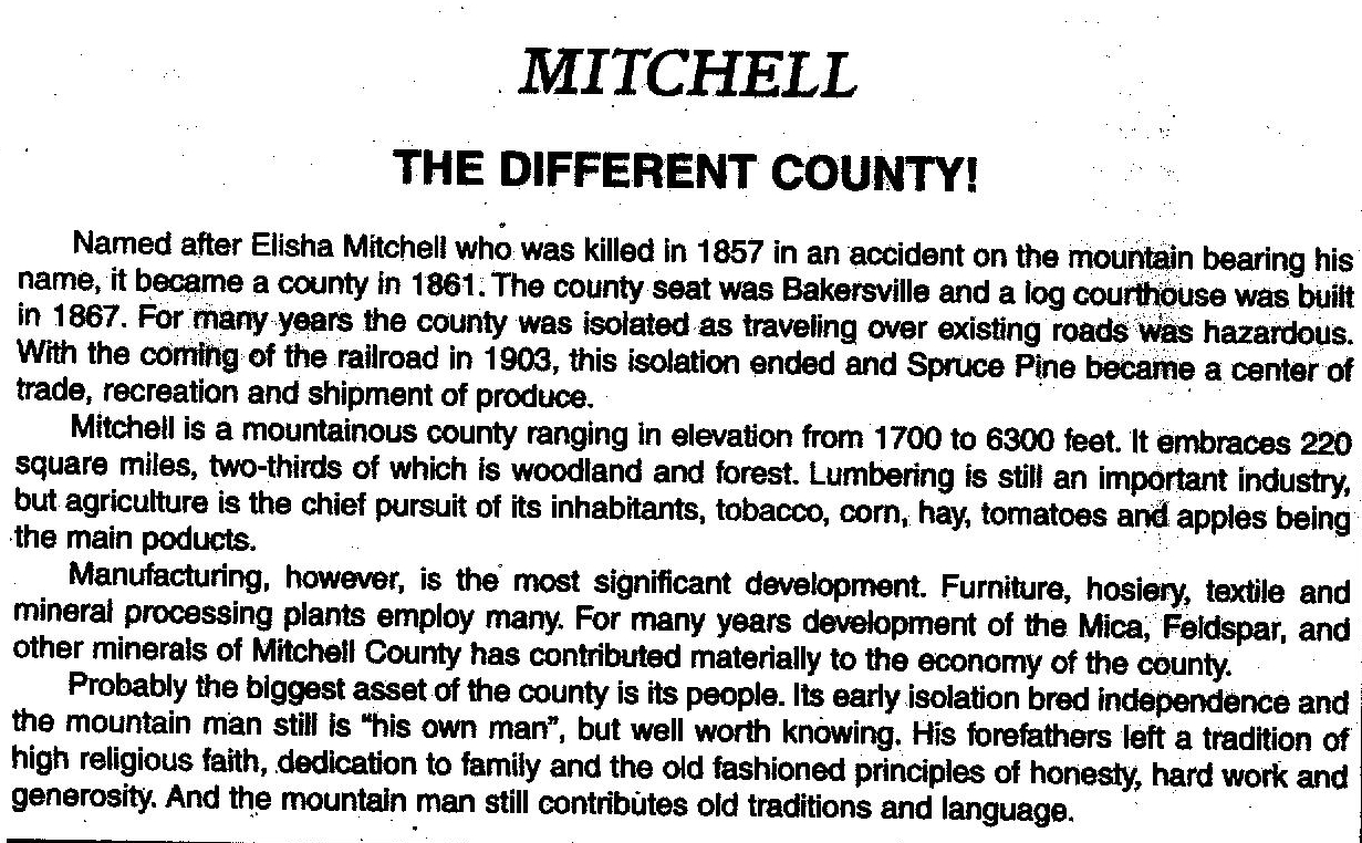 Mitchell County A Different County